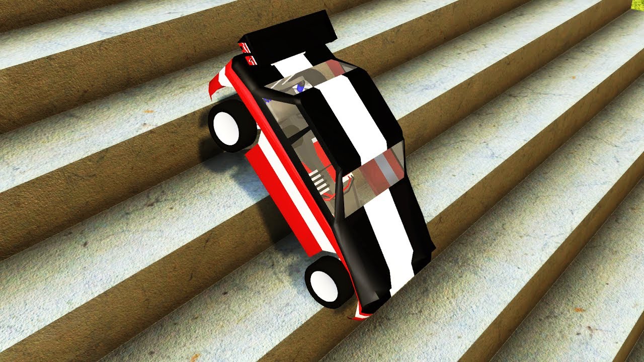 RC Car Jumps Stairs Down - BeamNG.drive