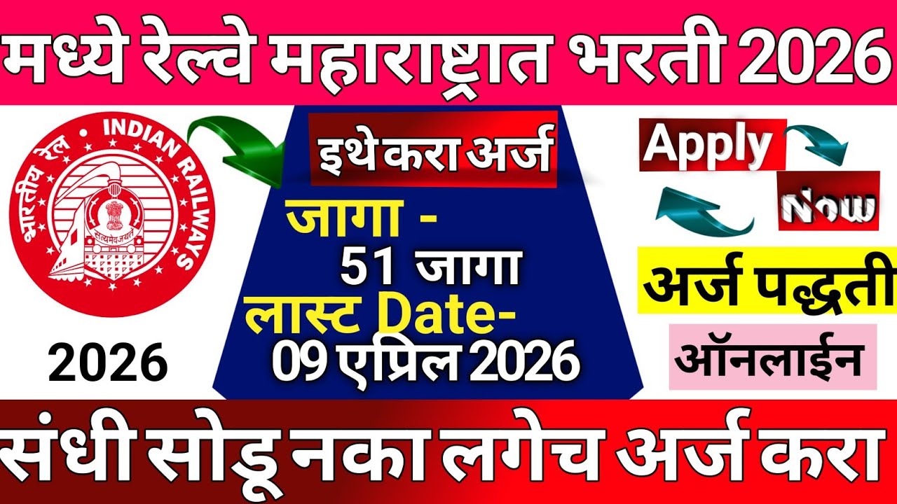 Central Railway Maharashtra Recruitment 2026|Maharashtra Railway Jobs|मध्ये रेल्वे महाराष्ट्रात भरती