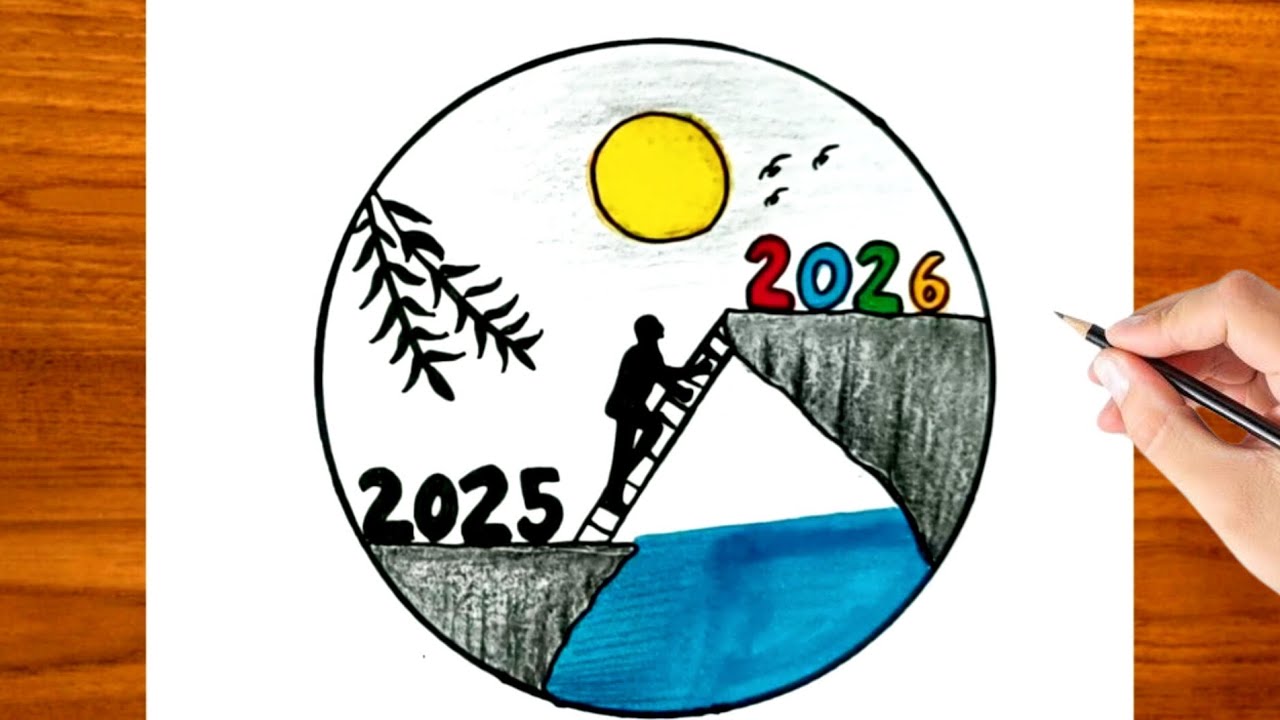 How to Draw a Happy New Year 2026 | Easy and Educational New Year 2026 Drawings Tutorial