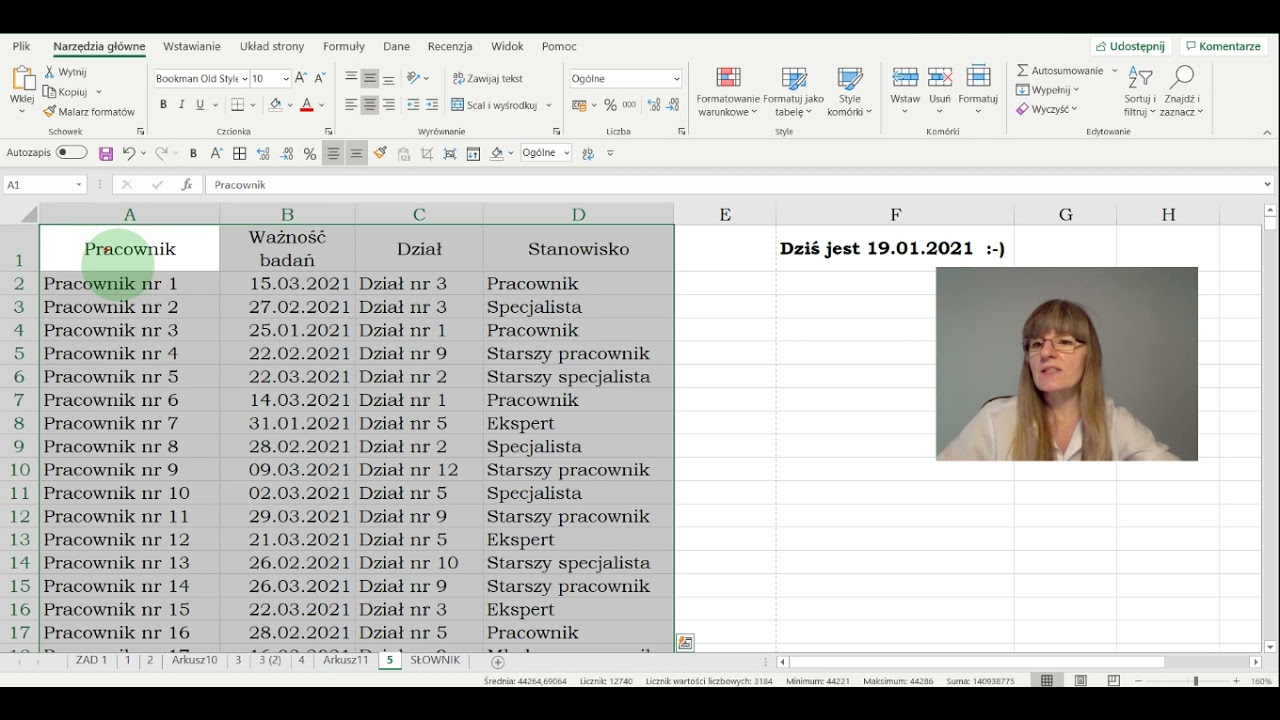 Pokoloruj cały wiersz w zależności od daty w kom&oacute;rce