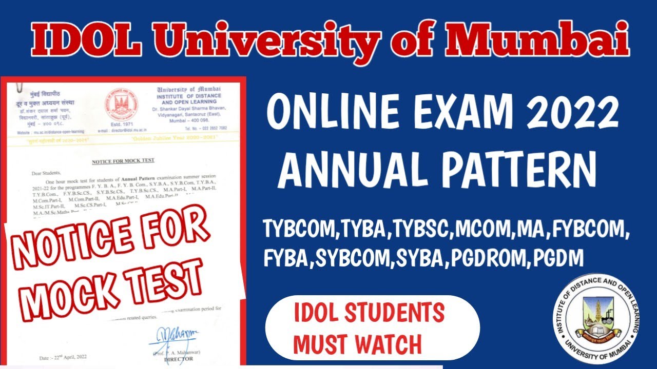 IDOL Mock test date 2022| Summer exam Annual pattern|Mumbai University|Mock test Kaise Hoga?