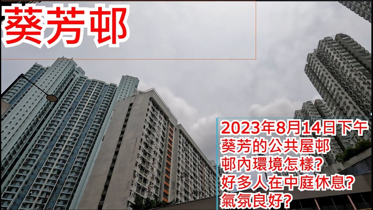 葵芳邨 2023年8月14日下午 葵芳的公共屋邨 邨內環境怎樣? 好多人在中庭休息? 氣氛良好? Kwai Fong Estate Hong Kong Street View@步行街景