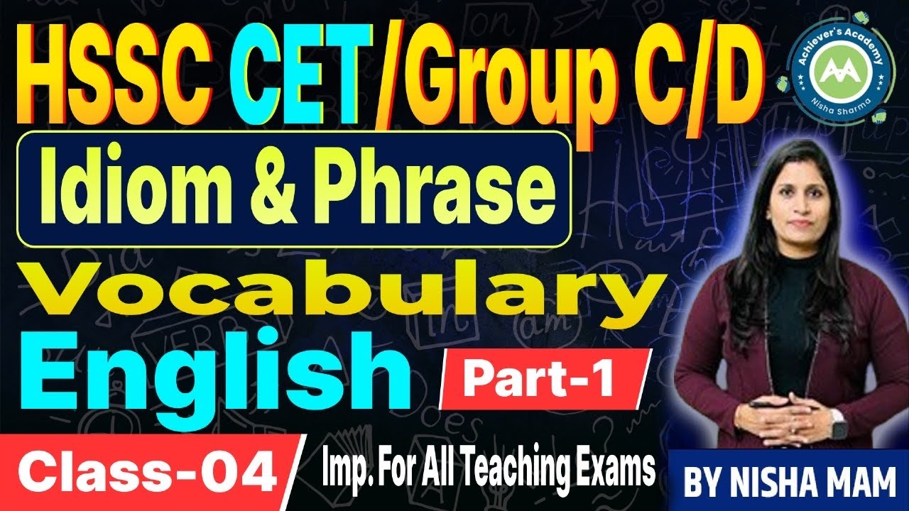 imp English Vocab Idioms and Phrase In Single Video  CET Hsssc/Teaching Exams By Nisha mam
