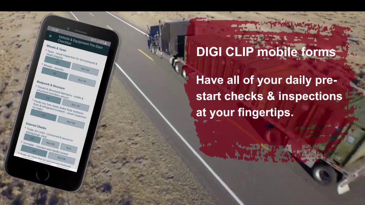 DIGI CLIP mobile forms Vehicle and Equipment Pre-Start Checklist App