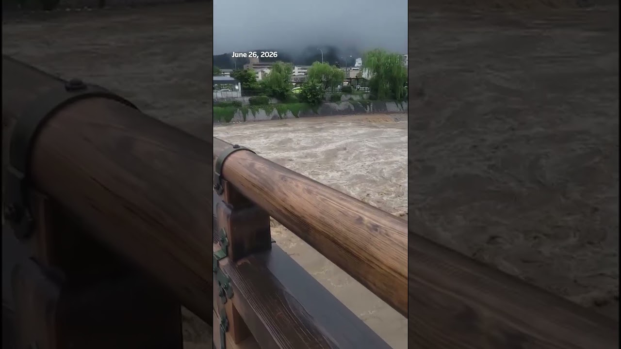 Kyoto river overflows as Japan braces for double storms