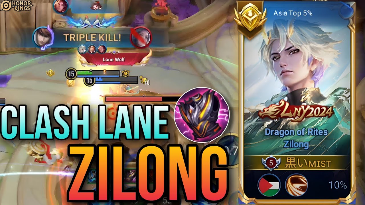 HOK: ZILONG IN CLASH LANE !! INSANE CLASH LANE GAMEPLAY - Honor of Kings