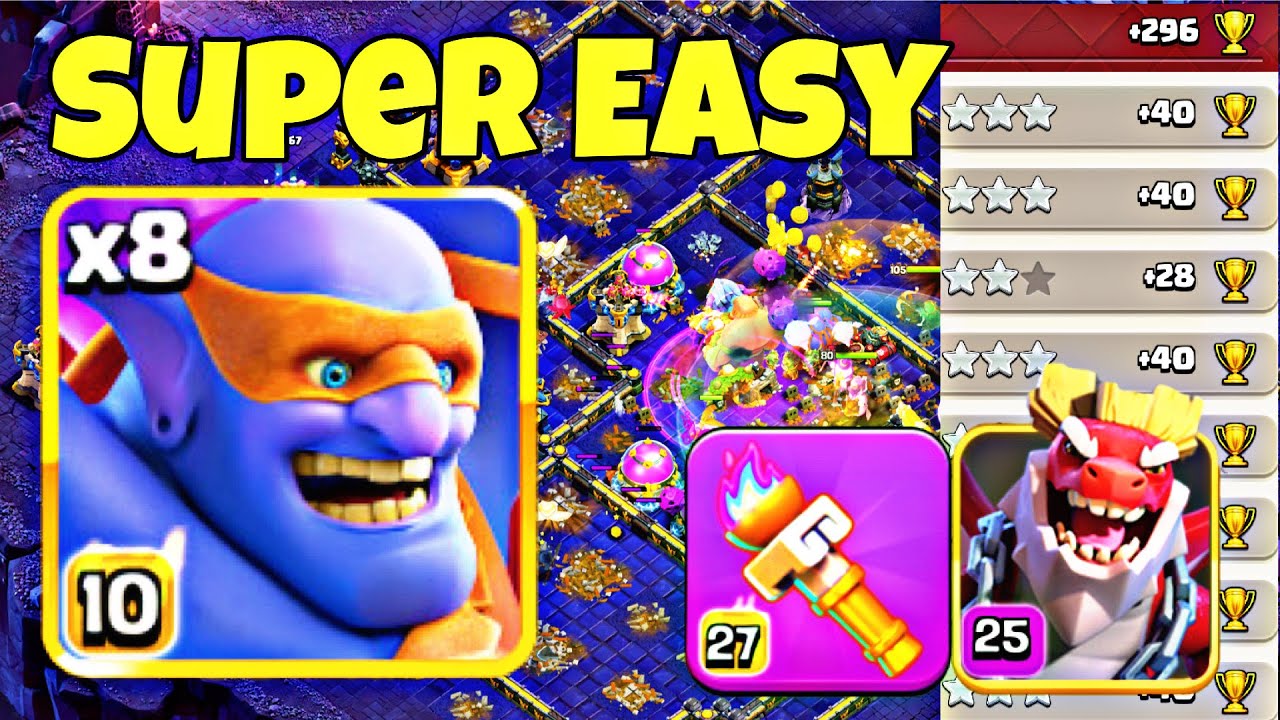 Masterclass: 8 Super Bowler Spam With Heroic Torch + Dragon Duke TH18 Legend League Attacks!
