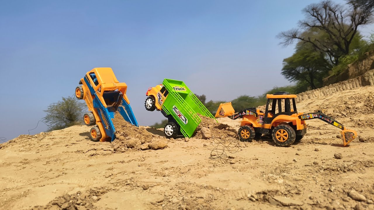 JCB 5cx Fully loading River side Tata 4823 Truck l JCB Toys Tata truck toys 