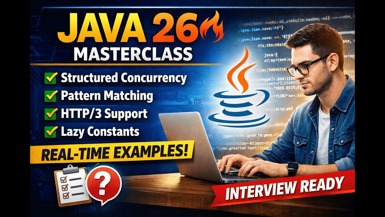 Java 26 Complete Guide 🚀 New Features & Real-Time Coding Examples #Java26#JavaNewFeatures#Interview