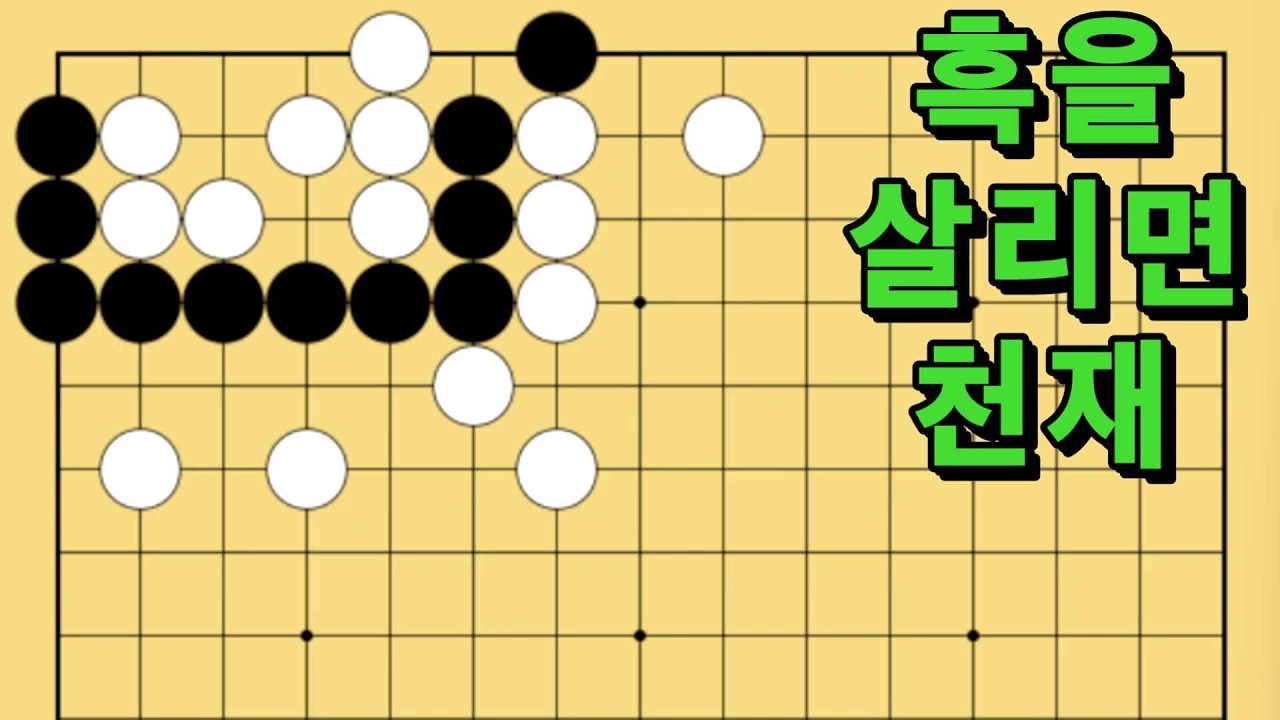 바둑 묘수 사활 - 허를 찌르는 묘수가 있습니다. 흑을 살려보세요.