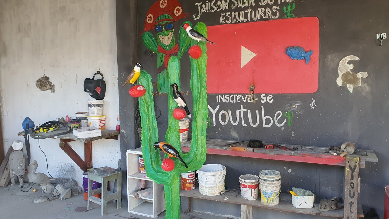 como fazer pássaros em um cacto 🌵 de cimento passo a passo