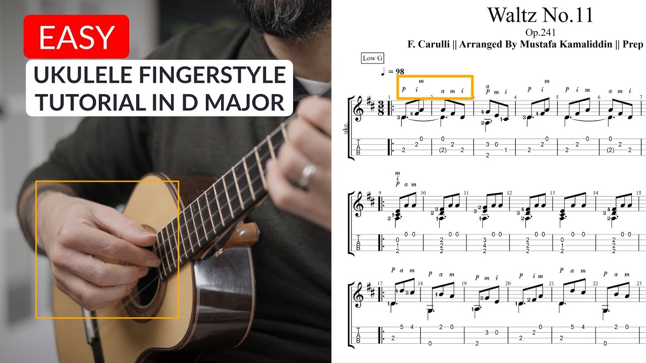 EASIEST Fingerstyle Ukulele Song For D and A Major Chords!!