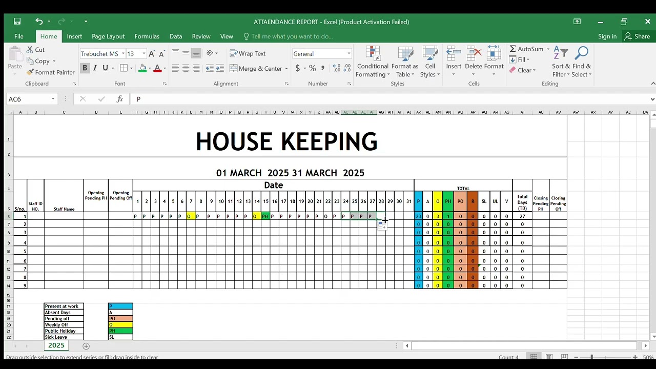 HOW TO UPDATE ATTENDANCE REPORT EXCEL