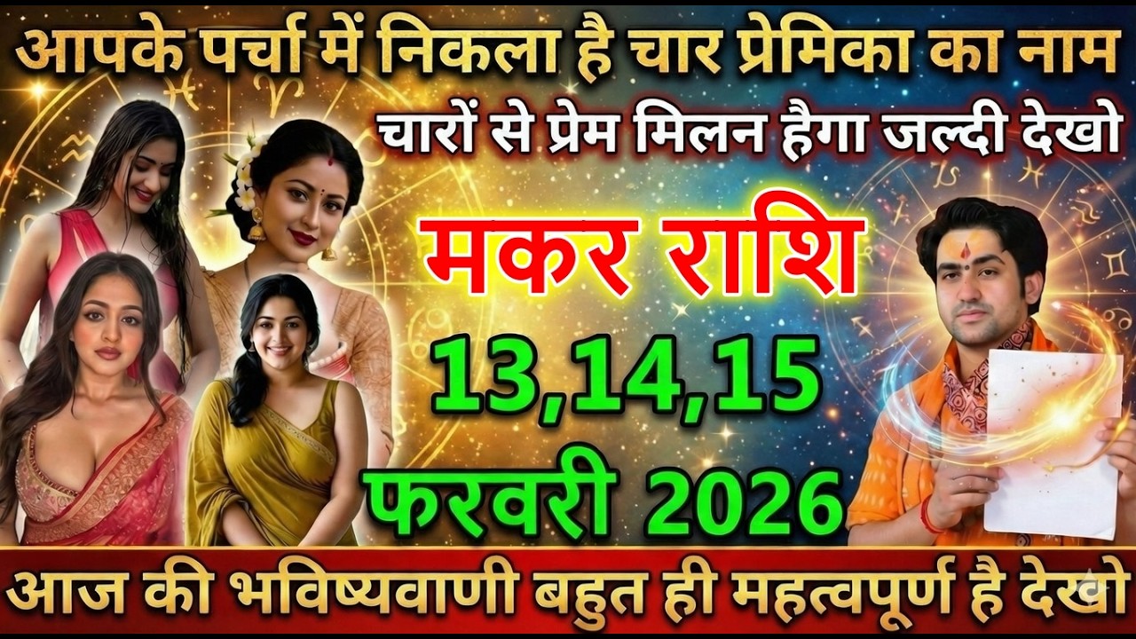 मकर राशि आपके पर्चा में निकला है चार प्रेमिका का नाम चारों से प्रेम मिलन होगा जल्दी देखो