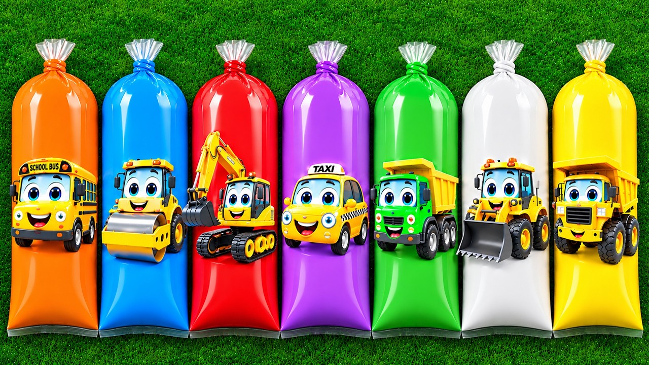 Menemukan Mainan Mobil Kontruksi, Excavator,Ambulance, Buldozer, Forklift,Silinder, Crain,Truk Molen