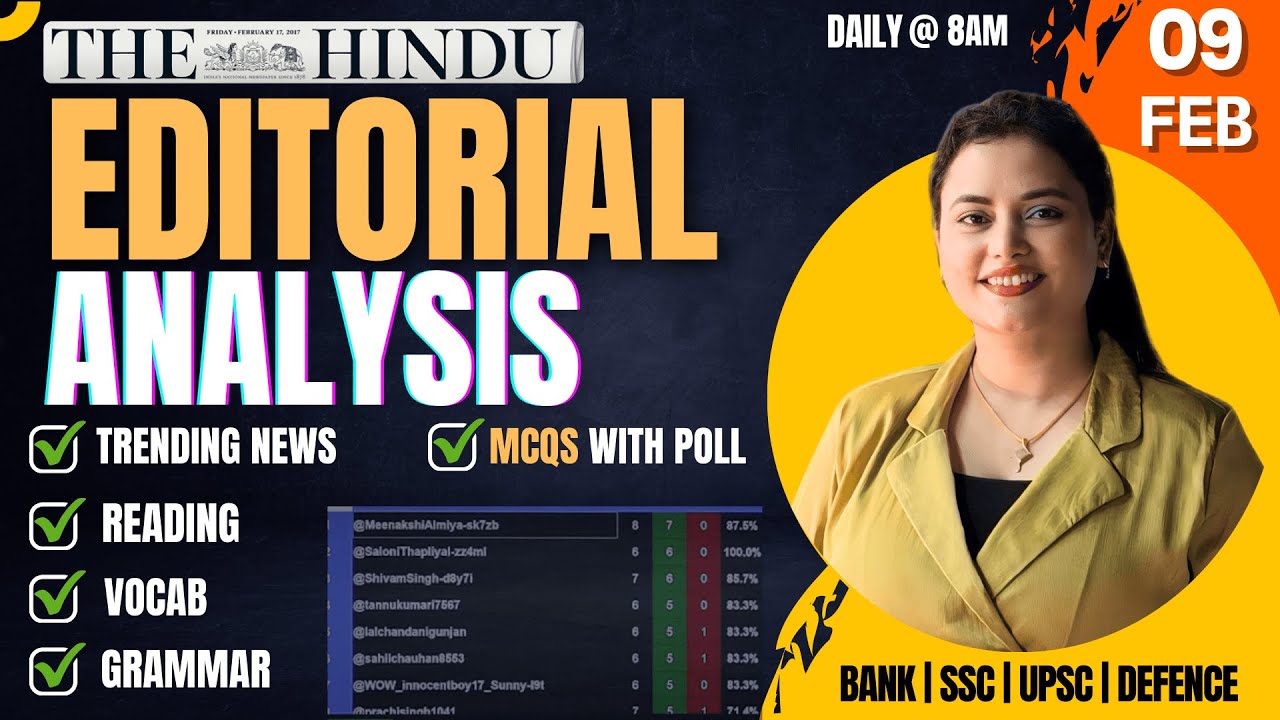 The Hindu Editorial Analysis | 09 February 2026 | Reading, Vocab, Grammar, News by Rupam Ma'am