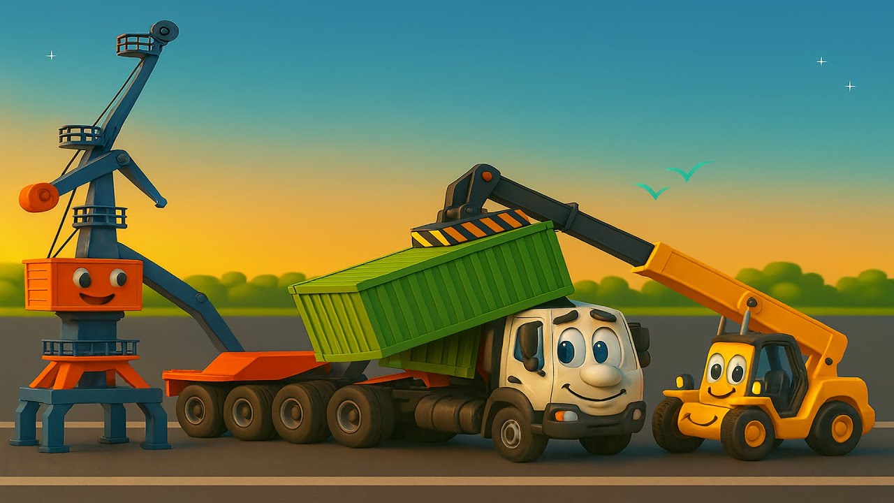 Little Heroes At The Harbor Help Broken Container Truck Return to Garage 🚤⚓🏗️ | Construction Story
