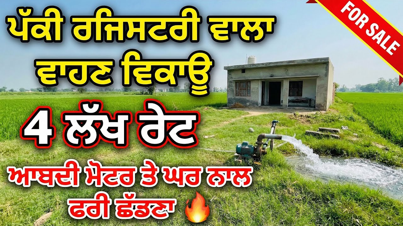 ਪੱਕੀ ਰਜਿਸਟਰੀ ਵਾਲਾ ਵਾਹਣ ਵਿਕਾਊ - 4 ਲੱਖ ਰੇਟ - ਆਬਦੀ ਮੋਟਰ ਤੇ ਘਰ ਨਾਲ ਫਰੀ ਛੱਡਣਾ 🔥 Sasti Jameen Vikau