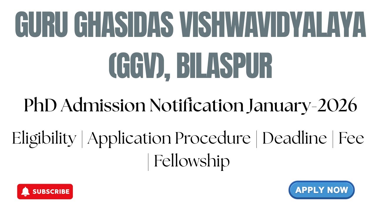 Guru Ghasidas Vishwavidyalaya(GGV) PhD Notification January 2026 | Eligibility, fee| HustleWithRishu