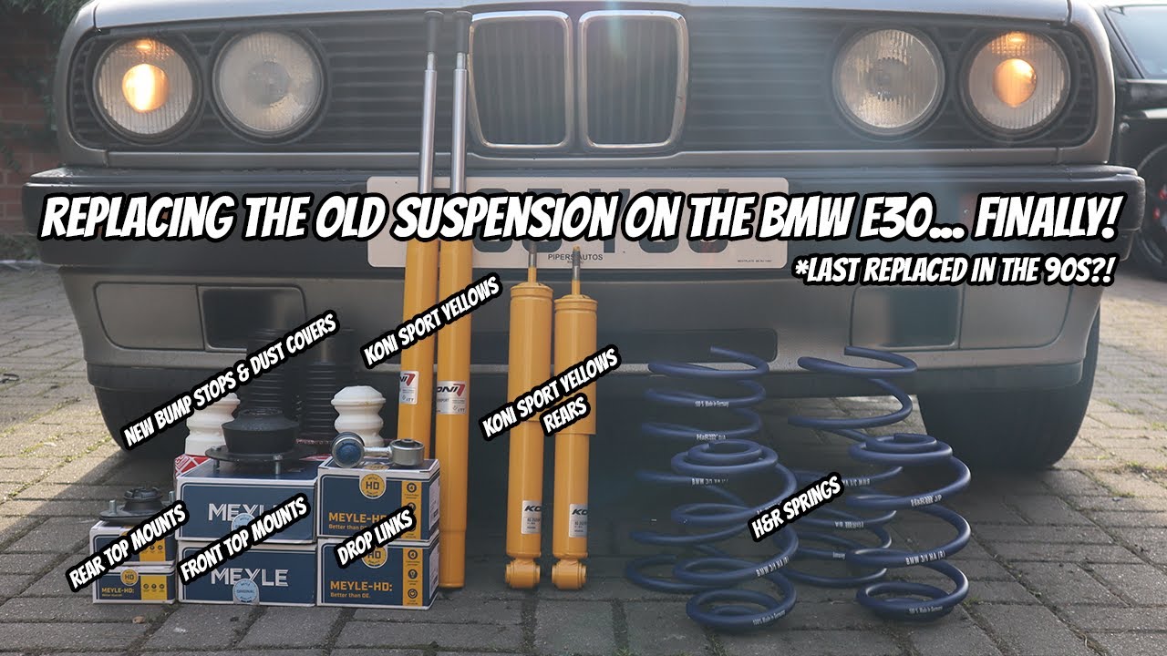 Replacing the standard BMW e30 suspension with Koni Sport Yellows + H&R Springs!