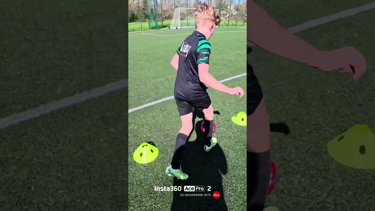 Elliott working hard at Football Training! Moving the ball through the cones then.. #football