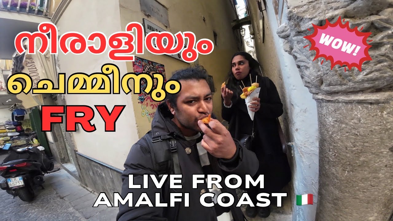 നീരാളിയും 🐙 ചെമ്മീനും ഫ്രൈ | Trying Octopus Fry In Amalfi Coast #johniewalks #italianstreetfood