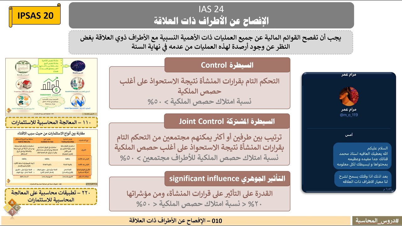 010 – الإفصاح عن الأطراف ذات العلاقة