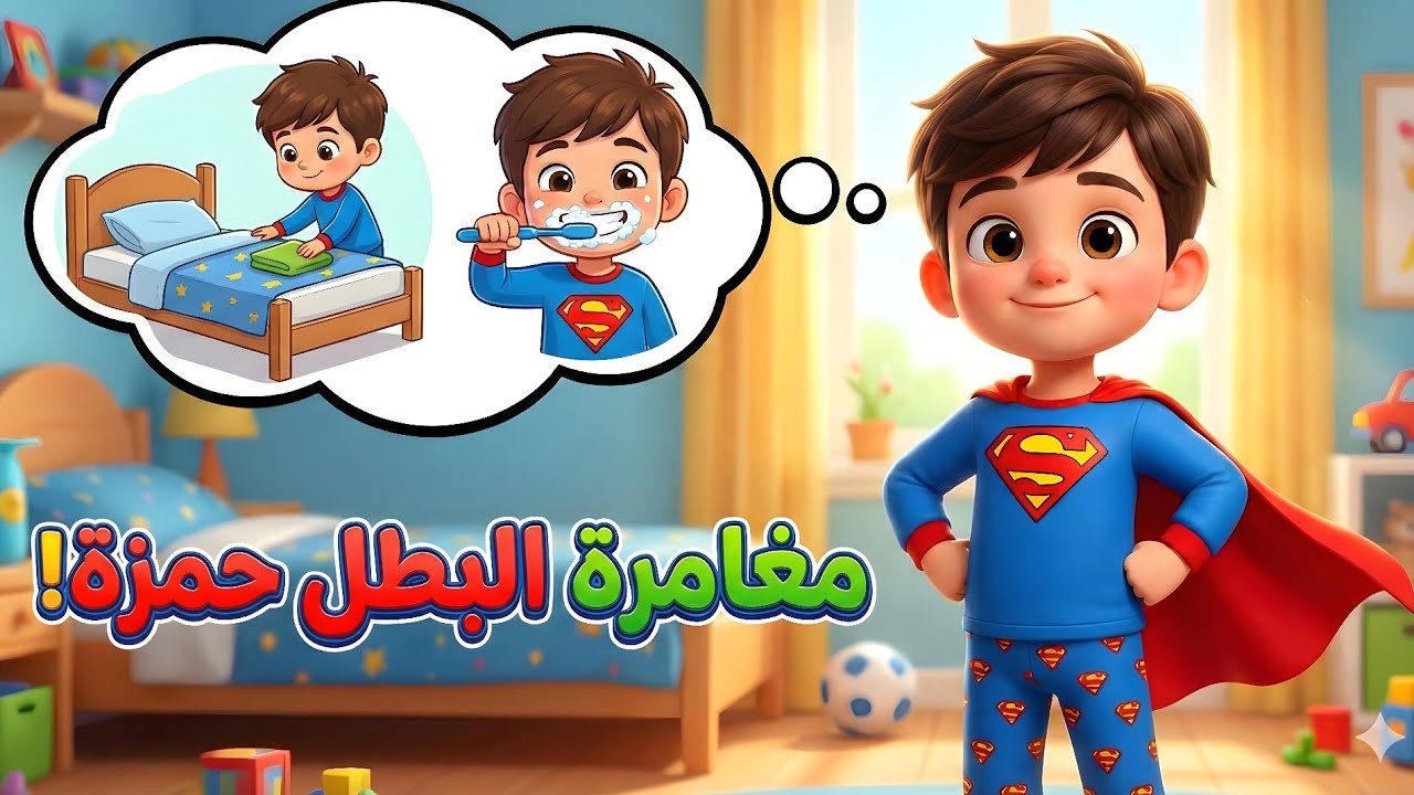 البطل حمزة! 🦸‍♂️✨ كيف يعتمد طفلك على نفسه ويحفظ الأذكار؟ (كرتون تعليمي 3D).