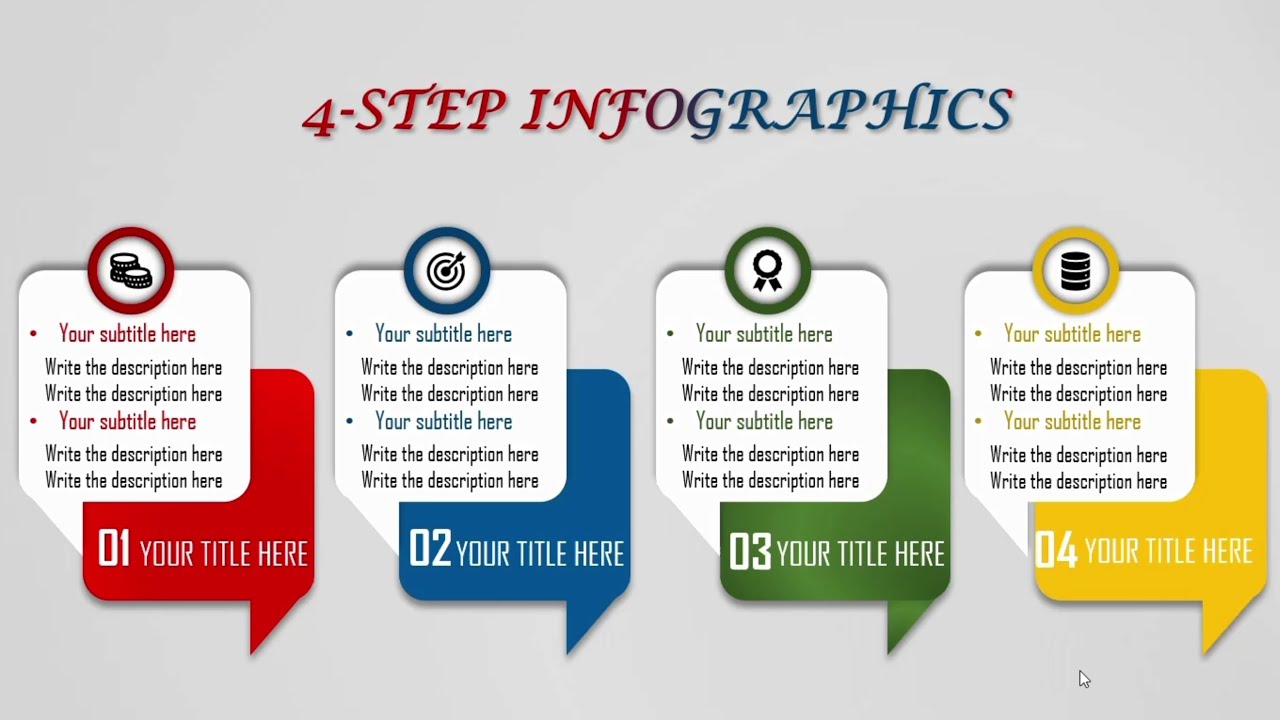 Ppt 47: 4-Step Infographic template| Creative Ppt| Powerpoint presentation Skill