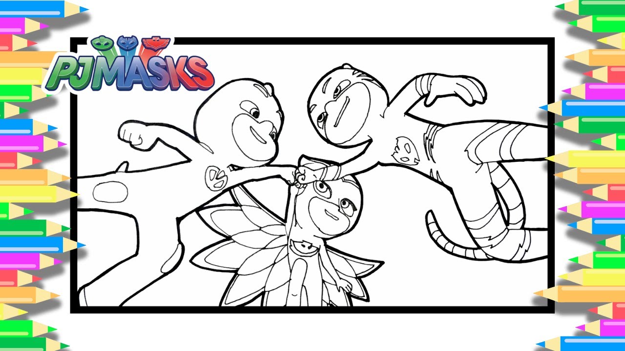 PJ Masks Catboy Owlette and Gekko fist bump | Easy Fun Coloring Page | [NCS Release]