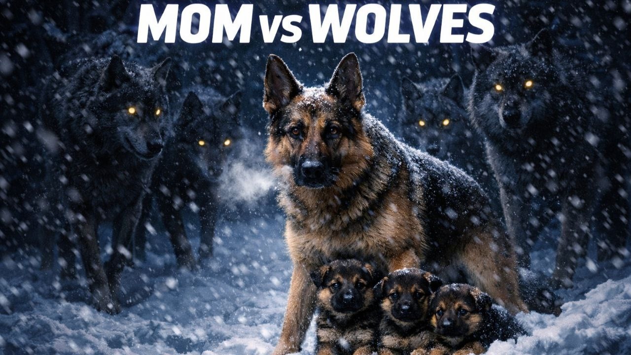 Cornered in the Snow — Her Puppies Behind Her