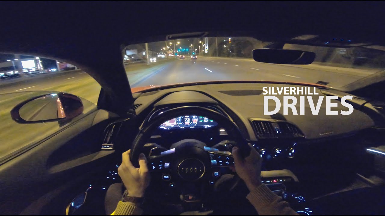 2015 Audi R8 V10 Plus - night POV drive in Tallinn (POPS AND BANGS!) [4K]
