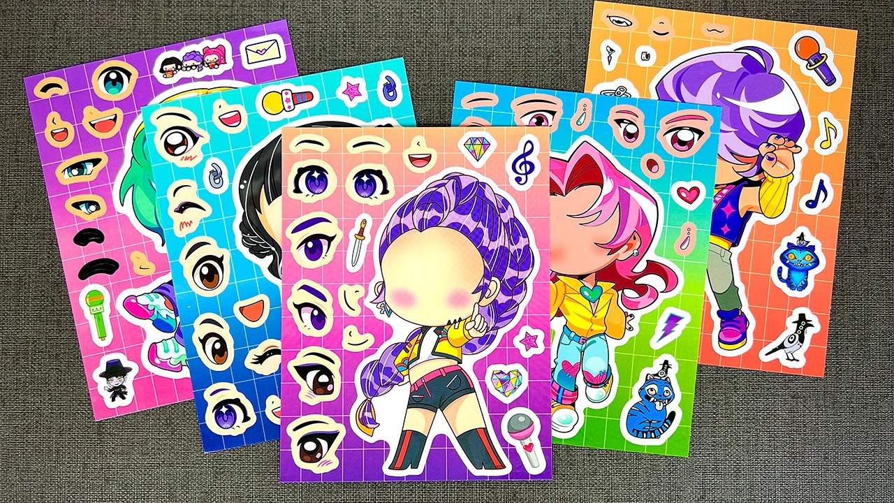 [🍒paper diy🍒] KPOP DEMON HUNTERS Characters Dress Up with Rumi Mira Zoey Jinu | Sticker Book DIY