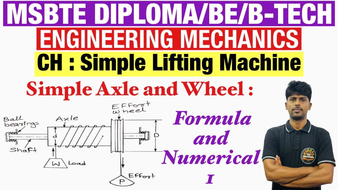 Numerical 01 : Simple axle and wheel | Simple lifting machine l MSBTE DIPLOMA | BE | B-TECH 