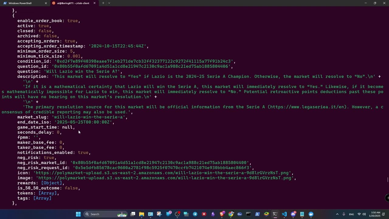 Pulling the Data from Polymarket API using CLOB
