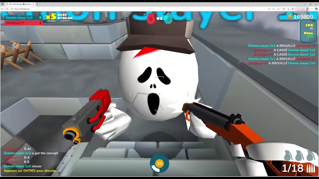 Shell Shockers - 1v1 with demon slayer 1v2 Part3