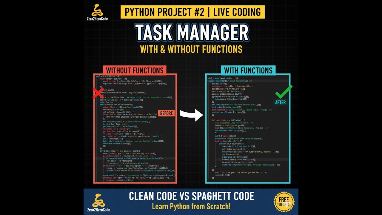 How to Build a Task Manager in Python | With & Without Functions | Task Manager kaise banaye?