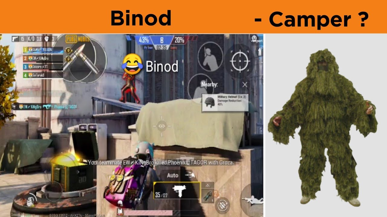 #Binod #Domination_mode  😂 Binod In PUBG Mobile | Binod Camper ?