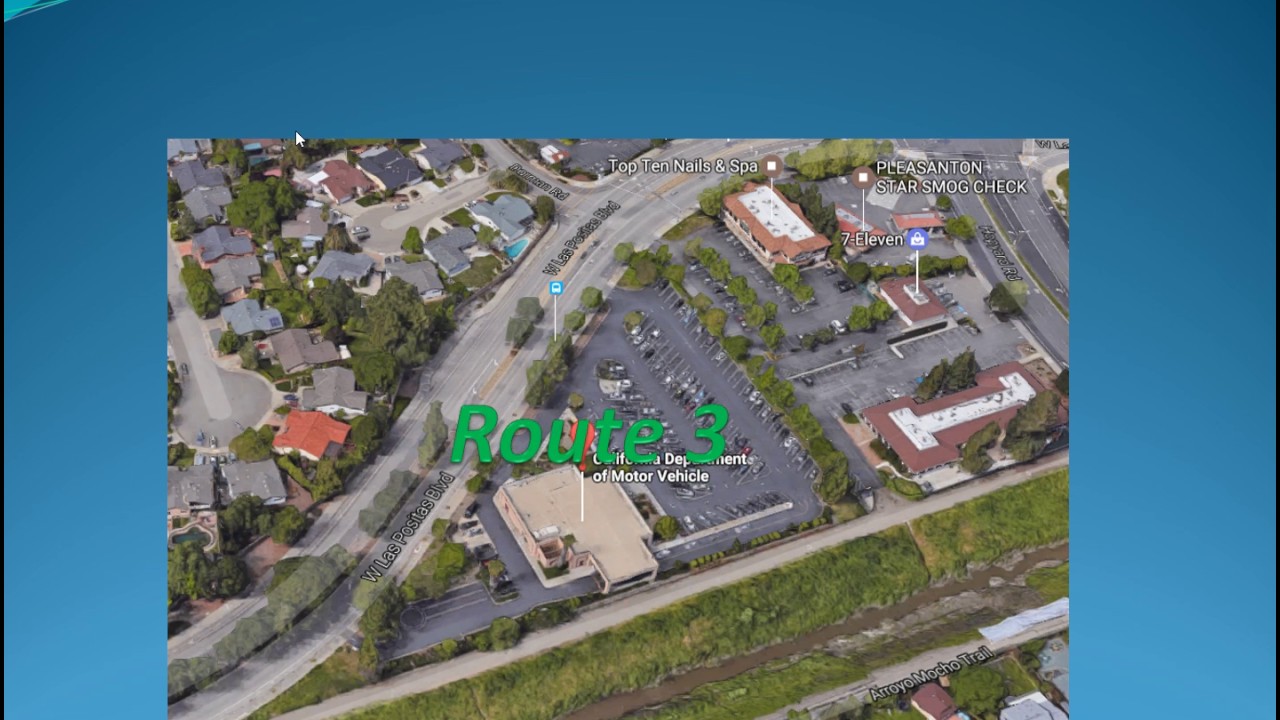 8 Routes for Pleasanton California DMV Behind The Wheel driving test practice - route 1 to route 4
