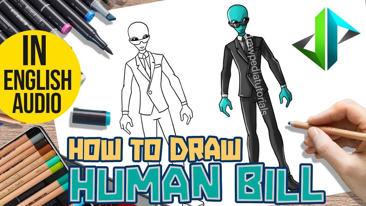 [DRAWPEDIA] HOW TO DRAW *NEW* HUMAN BILL from FORTNITE - STEP BY STEP DRAWING TUTORIAL