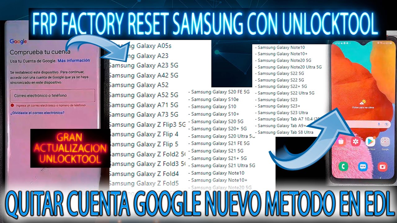FRP SAMSUNG A05 A23 A52 A71 A73 ZFLIP S20 S21 S22 S23 QUITAR CUENTA GOOGLE NUEVO METODO EDL QUALCOM