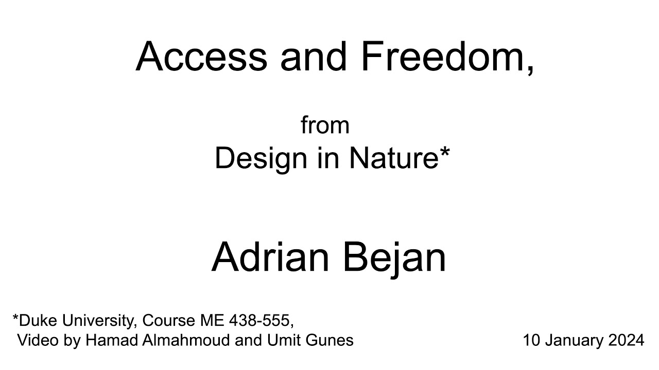 Adrian Bejan | Access and Freedom, from Design in Nature