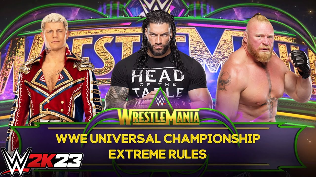 WWE 2K23 - Cody Rhodes vs Reigns vs Beast Brock Lesnar | WrestleMania Match PS5 [4K]