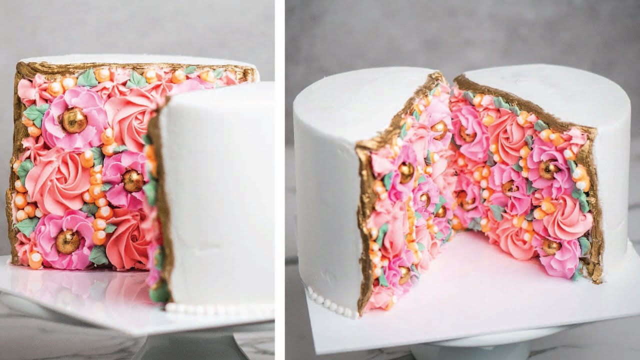 How to Make a Split Buttercream Floral Cake