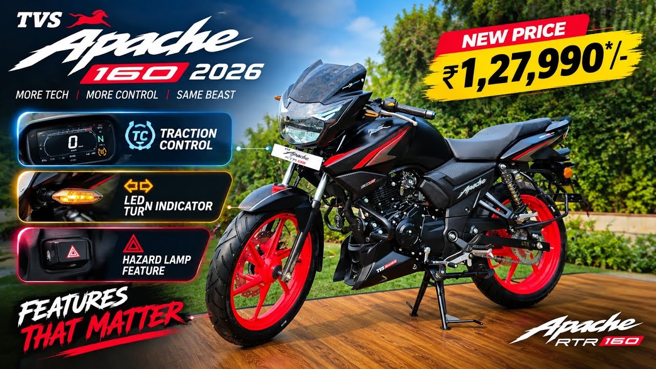 All New Tvs Apache 160 2026 TCS Model Review ! New Features,  Specs & On-Road Price !