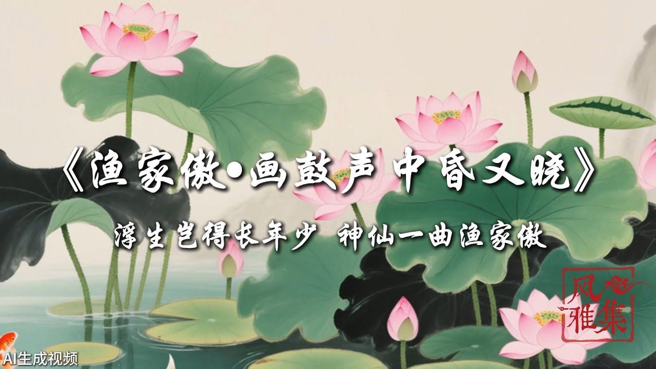 【风雅集】晏殊《渔家傲·画鼓声中昏又晓》莫惜醉来开口笑。须信道。人间万事何时了： 浮生岂得长年少 神仙一曲渔家傲