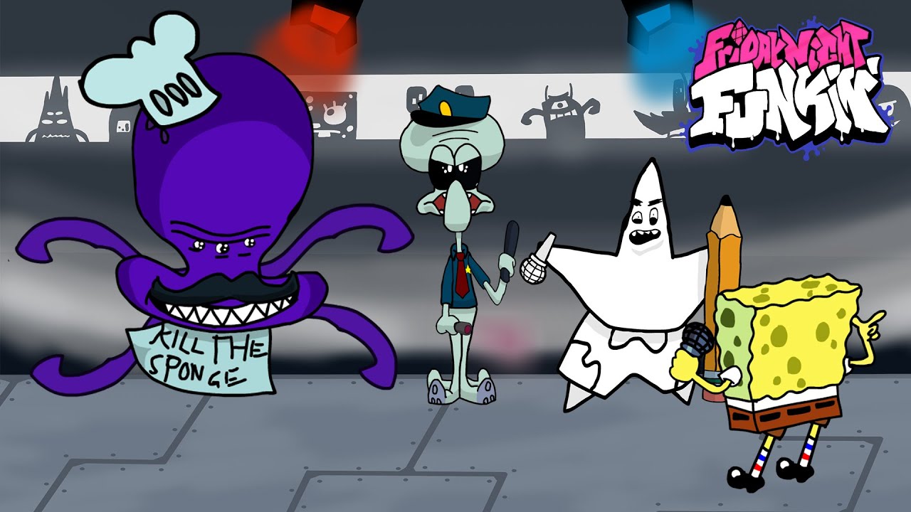 FNF Spongebob vs Squidward/Pattrick/Jellien (Around The Clock At Friday Night)