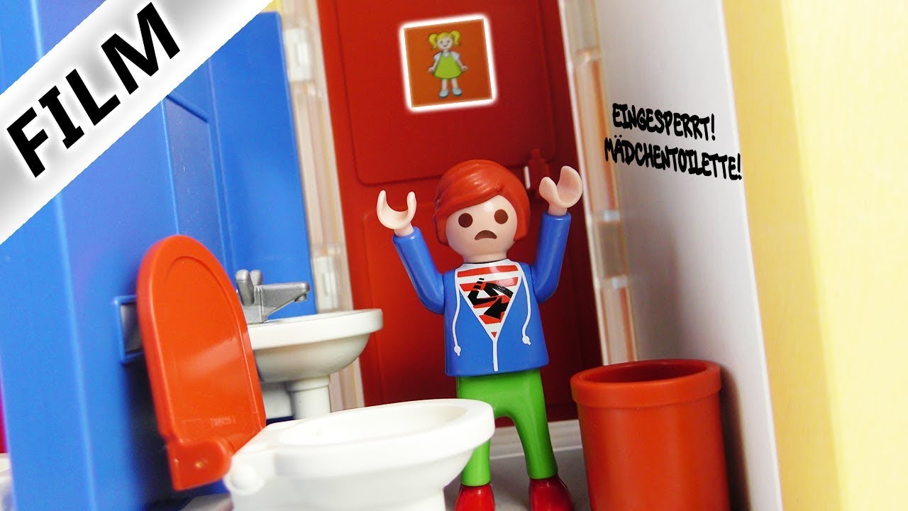 Playmobil Film Deutsch - JULIAN IM MÄDCHEN-KLO EINGESPERRT! KITA IN DER SCHULE - Familie Vogel