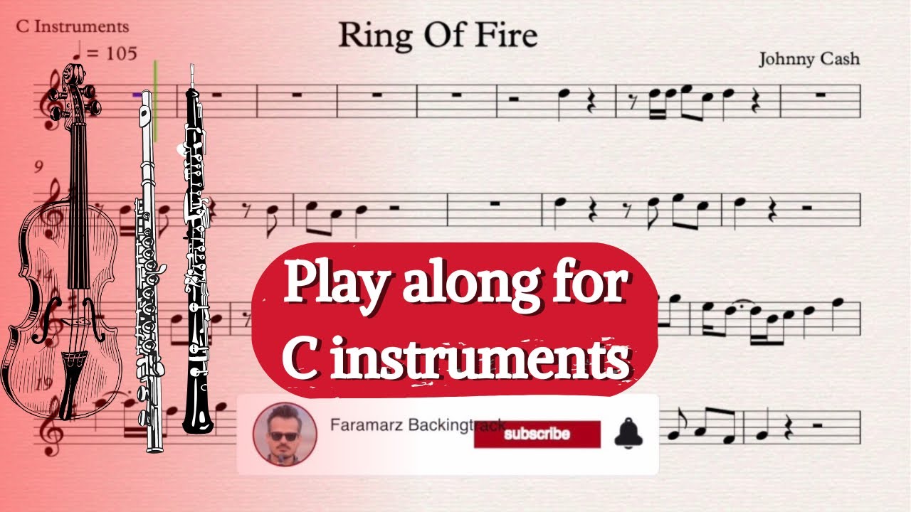 Ring of fire - Johnny Cash | Play along for C instruments