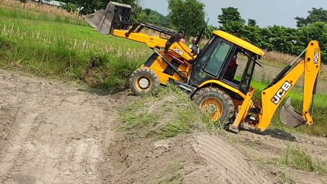 JCB Backhoe Loader-Leveling Agricultural Farm Land